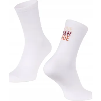 Pánské ponožky Vysoké cyklistické Ponožky FORCE LOVE YOUR RIDE Bílé L/XL 42-46