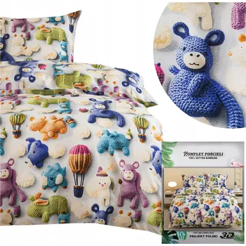 Povlečení Povlečení 140x200 2 dílů komplet povlečení 70x80 saténová Maria zvířata