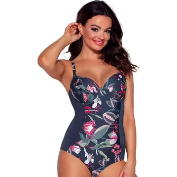 Dámské plavky PLAVKY SKJ 47 NAVY FLOWERS Námořnictvo Květiny 75D