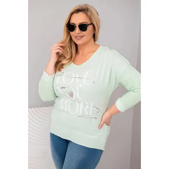 Dámská halenka Dámská blůza Plus Size s potiskem Love You More mentolová UNI
