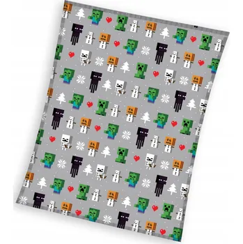 Dětská deka Vánoční deka z měkkého korálového fleecu PUSHEK dětská deka Minecraft šedá
