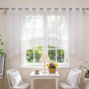 Záclona Hotová Záclona VOÁL Oblouk s guipurou 30 cm Oka 400x160 BÍLÁ