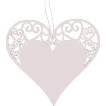 Srdce dřevěné na zavěšení 12 cm, bílé
