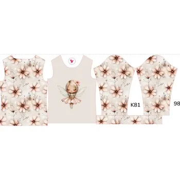 Panel na dětské termo tričko s dlouhým rukávem 98 květinová víla