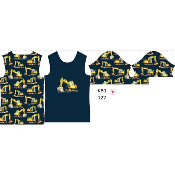 Panel na dětské funkční tričko s krátkým rukávem 122 bagry tmavě modré