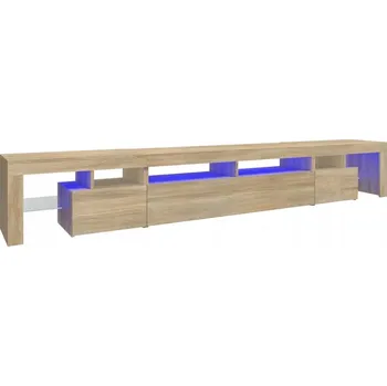 Televizní stolek TV stolek s RGB LED osvětlením, dřevěný materiál, dub Sonoma