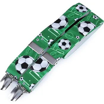 Kšandy Dětské šle srdce, fotbal, auto, hvězda, formule, smajlík, motýl, velké, 18 zelená pastelová Fotbal