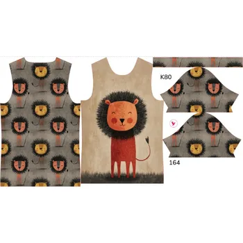 Panel na dětské funkční tričko s krátkým rukávem 164 šťastný lvíček