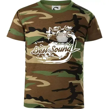 Moto Best Sound - Dětské maskáčové triko - 104-110cm / 3-4 roky ( Hnědý maskáč )