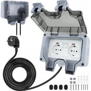 Elektrická zásuvka EVROPSKÝ VODOTĚSNÝ SPÍNAČ IP66 + KONEKTOR + TESTER PROUDU 16A 250V
