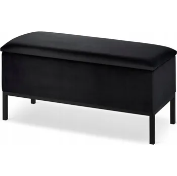 Taburet Taburet lavice čalouněná Lugano černá s úložným prostorem, styl glamour