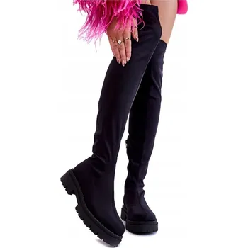 Dámské kozačky DÁMSKÉ ČERNÉ KOZAČKY NAD KOLENA MUŠKETÝRKY VEL. 37