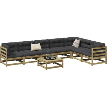 Zahradní sestava vidaXL 8dílná zahradní sedací souprava masivní borovice [3299476] Barva: Přírodně impregnované