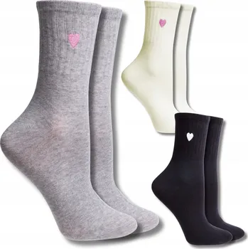 Dámské ponožky MORAJ Dámské bavlněné PONOŽKY s výšivkou srdce, 6 PÁRŮ, žebrované, velikost 38-41