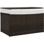 Skládací koš na prádlo z PE ratanu, tmavě hnědý, 55,5x35x34 cm