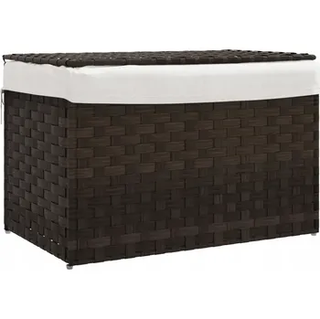 Koš na prádlo Skládací koš na prádlo z PE ratanu, tmavě hnědý, 55,5x35x34 cm