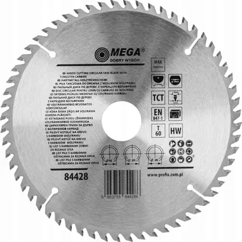 Vrták Kotoučová pila na dřevo, MDF, laminát s karbidem 184x30/20/16mm 60 zubů Mega