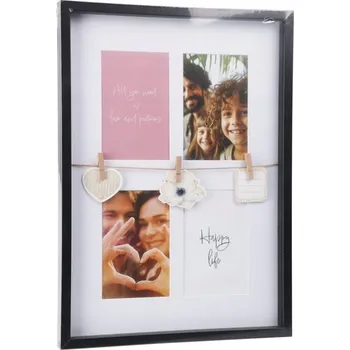 Obraz RÁMEČEK NA FOTOGRAFIE MDF ČERNÝ 31 X 2,7 X 43,5 CM S HÁČKEM A KLIPY