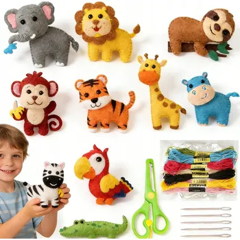 kreativní sada Sada na šití z plsti – Lev DIY, 10 dílů – Dárek pro děti