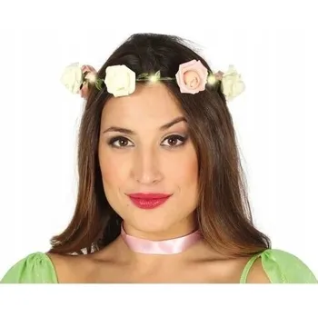 Karnevalový doplněk Guirca Květinová čelenka Růžičky se světýlky