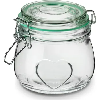 Zavařovací sklenice TADAR HEART skleněná nádoba na týden s víčkem 0,5 l