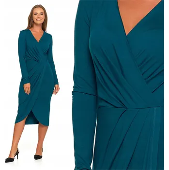 Dámské šaty ŠATY dámské midi s dlouhým rukávem a zavinovacím výstřihem MORAJ vel. S