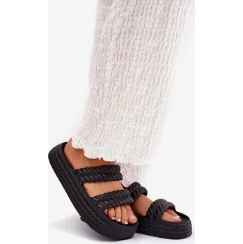 Dámské polobotky Dámské lehké pěnové pantofle na platformě S.Barski – černé Velikost: 40