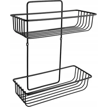Drátěná police AWD ČERNÁ DRÁTĚNÁ POLICE DO KOUPELNY NA ZEĎ 1812