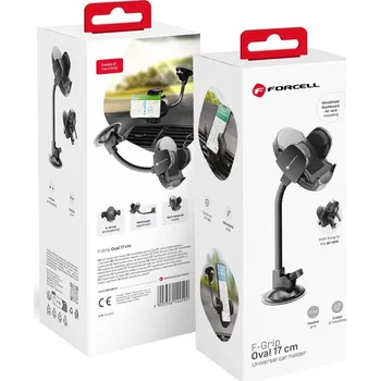 Držák do auta Forcell F-Grip Oval 17 cm Car Holder Windshield / Dashboard / Air Vent Black
