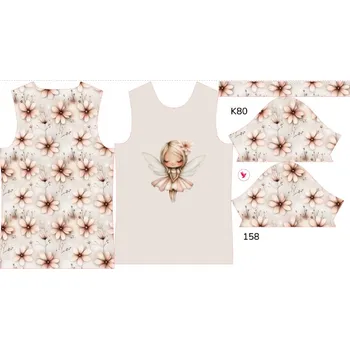 Panel na dětské funkční tričko s krátkým rukávem 158 květinová víla