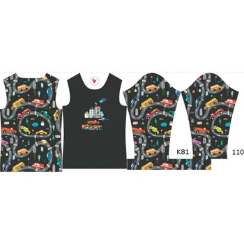 Panel na dětské termo tričko s dlouhým rukávem 110 barevná auta