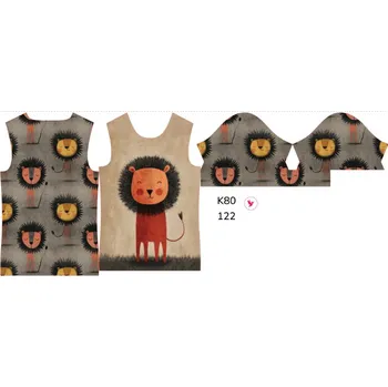 Panel na dětské funkční tričko s krátkým rukávem 122 šťastný lvíček