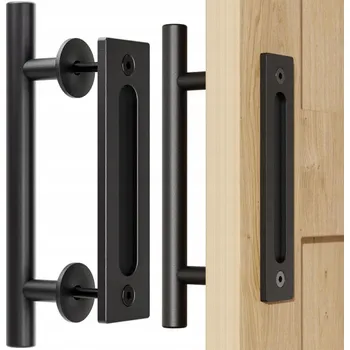 Dveřní kování KLIKA / ÚCHYT PRO POSUVNÉ DVEŘE ČERNÁ MATNÁ LOFT RETRO PREMIUM