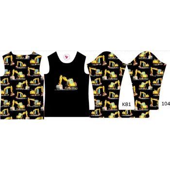 Panel na dětské termo tričko s dlouhým rukávem 104 bagry černé