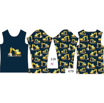 Panel na dětské funkční tričko s dlouhým rukávem 116 bagry tmavě modré