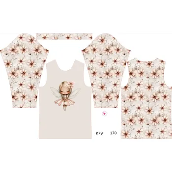 Panel na dětské funkční tričko s dlouhým rukávem 170 květinová víla