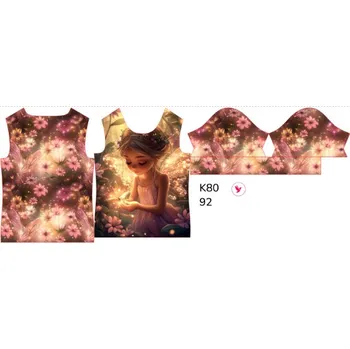 Panel na dětské funkční tričko s krátkým rukávem 92 víla září