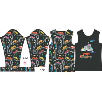 Panel na dětské funkční tričko s dlouhým rukávem 122 barevná auta