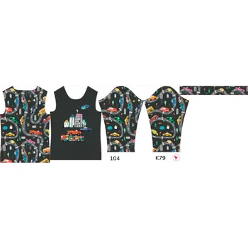 Panel na dětské funkční tričko s dlouhým rukávem 104 barevná auta