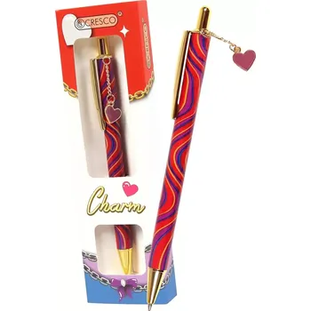 Pero kuličkové CHARM Heart Red - modrá náplň