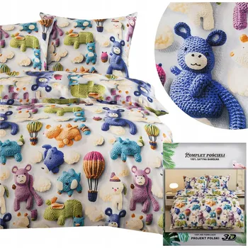 Povlečení Povlečení 160x200 3dílná sada povlaky 70x80 saténové Maria zvířata