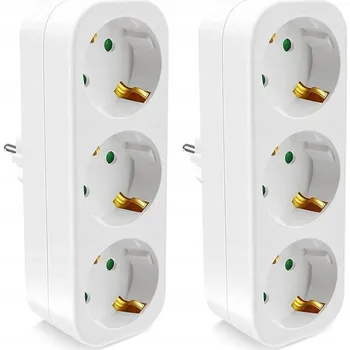 Elektrická zásuvka Rozbočka 3 zásuvky, zástrčka bez kabelu, bílá, 2 kusy