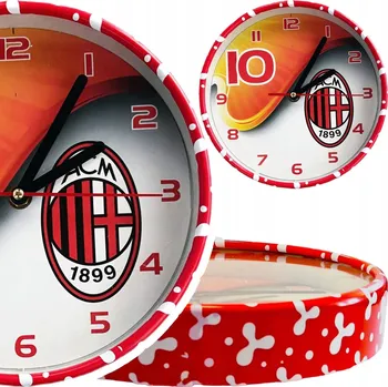 Hodiny Nástěnné hodiny pro fanoušky AC Milán – dětské, tiché, pro příznivce týmu