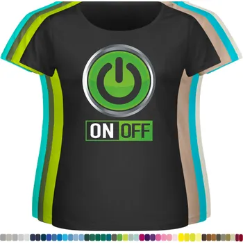 levne-damske-bavlnene-tricko-potisk-tlacitko-ON-OFF Barva: Black -černá, velikost: 8XL