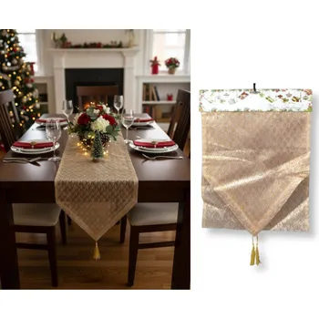 Vánoční dekorace Bieżnik, šerpa na vánoční stůl, vánoční JODEŁKA 180x35 cm LOSOSOVÁ