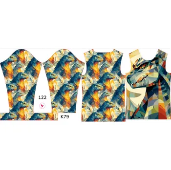 Panel na dětské funkční tričko s dlouhým rukávem 122 geometrická godzila