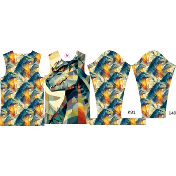 Panel na dětské termo tričko s dlouhým rukávem 140 geometrická godzila