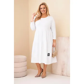 Dámské šaty Dámská bavlněná šaty Plus Size s volány a ohrnutým rukávem bílá UNI