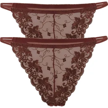 Kalhotky Adriana Violet krajková tanga 7095 - 2bal. XL hnědá