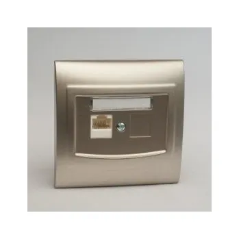 Elektrická zásuvka Polmark VEGA jednoduchá počítačová zásuvka GPK-1V satén